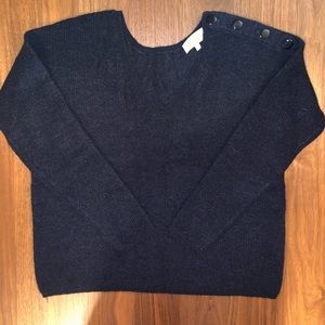 Sezane Navy V-Neck Sweater